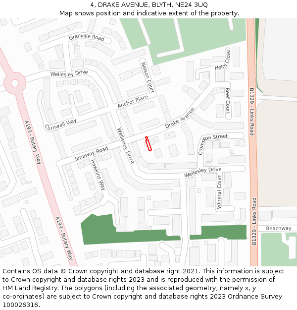 4, DRAKE AVENUE, BLYTH, NE24 3UQ: Location map and indicative extent of plot