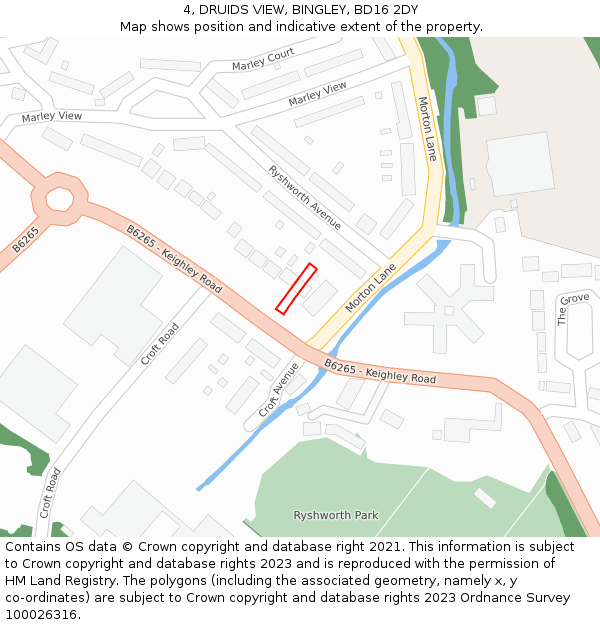 4, DRUIDS VIEW, BINGLEY, BD16 2DY: Location map and indicative extent of plot