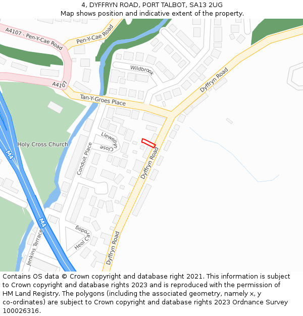 4, DYFFRYN ROAD, PORT TALBOT, SA13 2UG: Location map and indicative extent of plot