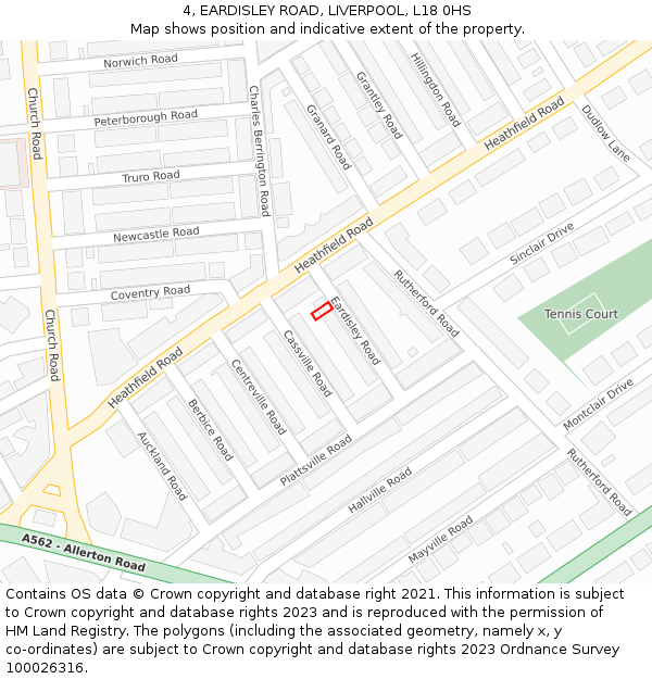 4, EARDISLEY ROAD, LIVERPOOL, L18 0HS: Location map and indicative extent of plot