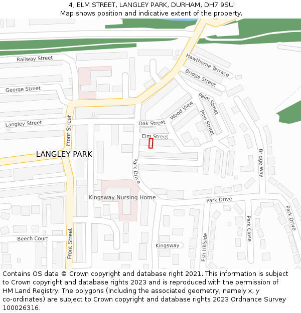 4, ELM STREET, LANGLEY PARK, DURHAM, DH7 9SU: Location map and indicative extent of plot