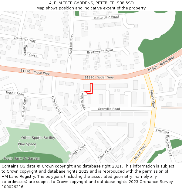 4, ELM TREE GARDENS, PETERLEE, SR8 5SD: Location map and indicative extent of plot