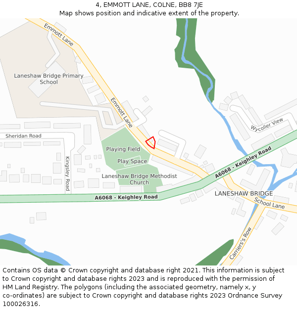 4, EMMOTT LANE, COLNE, BB8 7JE: Location map and indicative extent of plot