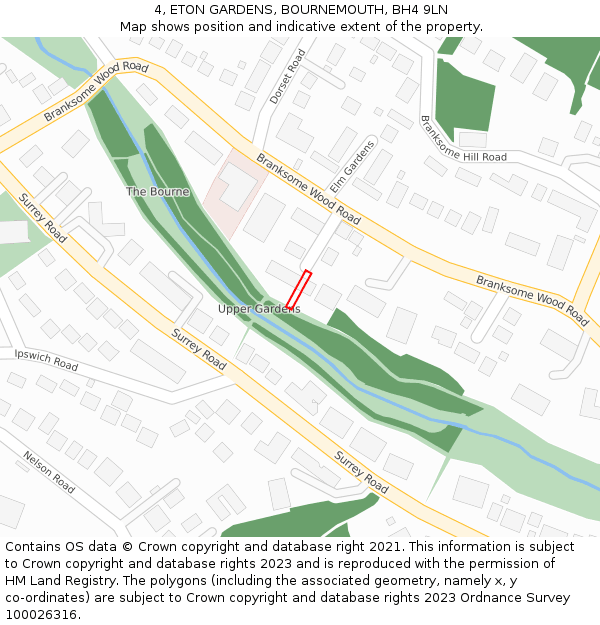 4, ETON GARDENS, BOURNEMOUTH, BH4 9LN: Location map and indicative extent of plot