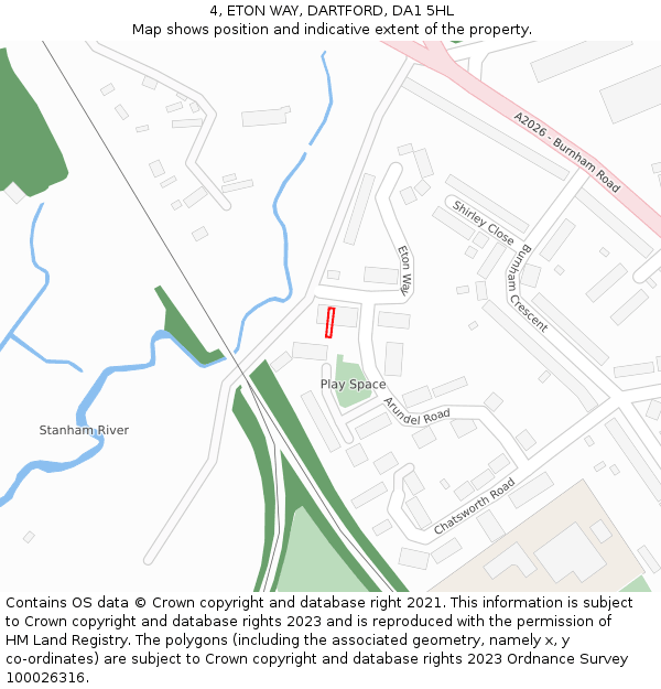 4, ETON WAY, DARTFORD, DA1 5HL: Location map and indicative extent of plot