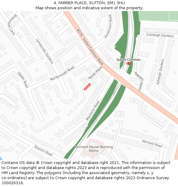 4, FARRIER PLACE, SUTTON, SM1 3HU: Location map and indicative extent of plot