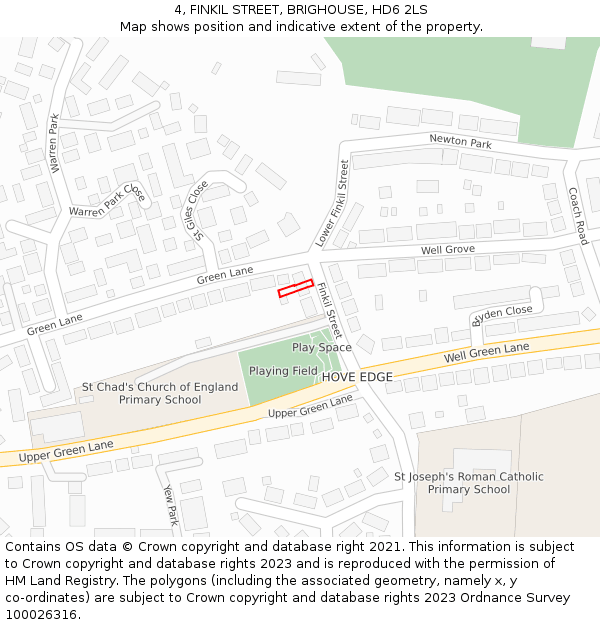 4, FINKIL STREET, BRIGHOUSE, HD6 2LS: Location map and indicative extent of plot