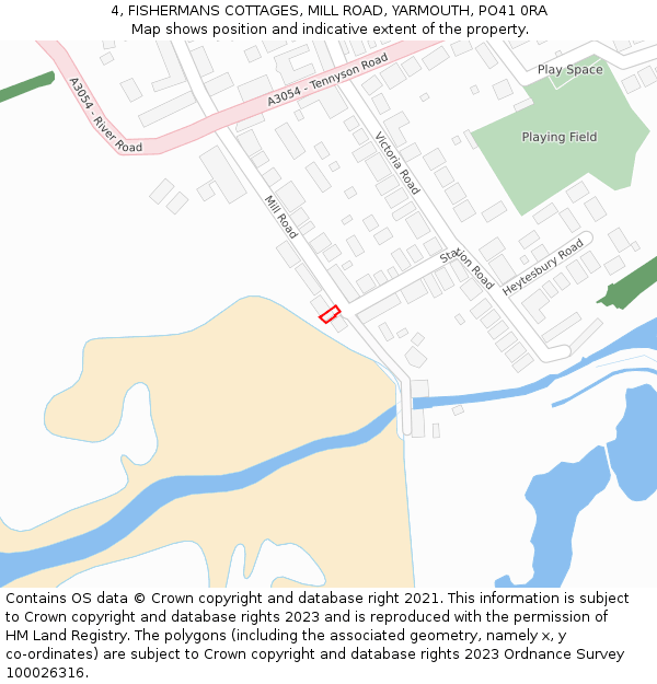 4, FISHERMANS COTTAGES, MILL ROAD, YARMOUTH, PO41 0RA: Location map and indicative extent of plot