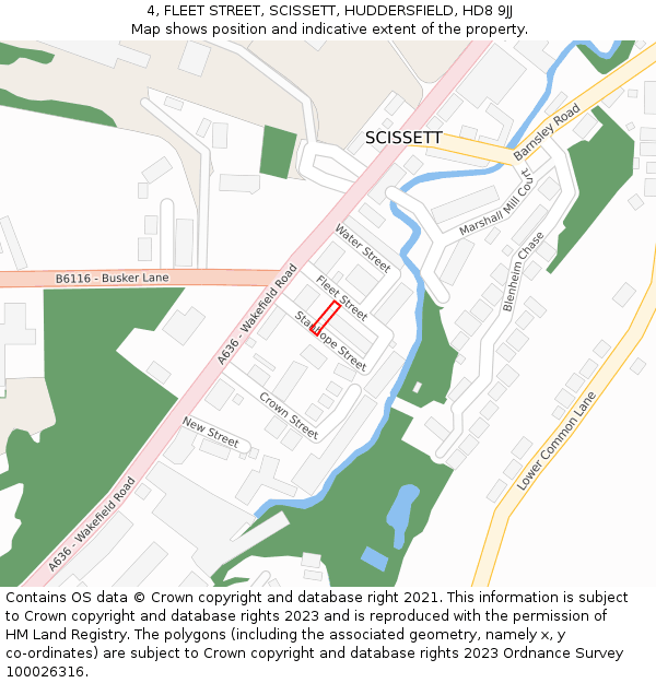 4, FLEET STREET, SCISSETT, HUDDERSFIELD, HD8 9JJ: Location map and indicative extent of plot