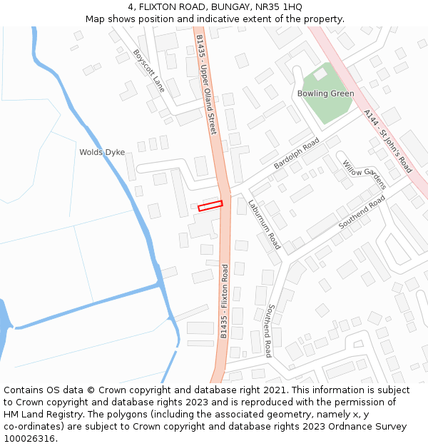4, FLIXTON ROAD, BUNGAY, NR35 1HQ: Location map and indicative extent of plot