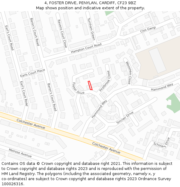 4, FOSTER DRIVE, PENYLAN, CARDIFF, CF23 9BZ: Location map and indicative extent of plot