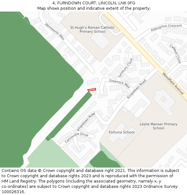 4, FURNDOWN COURT, LINCOLN, LN6 0FG: Location map and indicative extent of plot