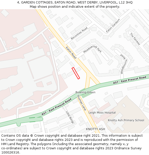 4, GARDEN COTTAGES, EATON ROAD, WEST DERBY, LIVERPOOL, L12 3HQ: Location map and indicative extent of plot