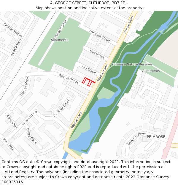 4, GEORGE STREET, CLITHEROE, BB7 1BU: Location map and indicative extent of plot