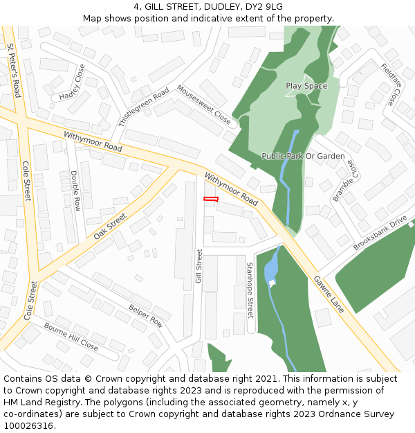 4, GILL STREET, DUDLEY, DY2 9LG: Location map and indicative extent of plot