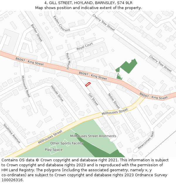 4, GILL STREET, HOYLAND, BARNSLEY, S74 9LR: Location map and indicative extent of plot