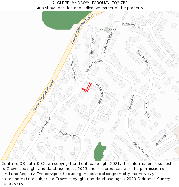 4, GLEBELAND WAY, TORQUAY, TQ2 7RP: Location map and indicative extent of plot