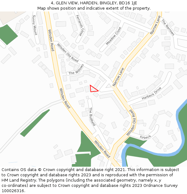 4, GLEN VIEW, HARDEN, BINGLEY, BD16 1JE: Location map and indicative extent of plot