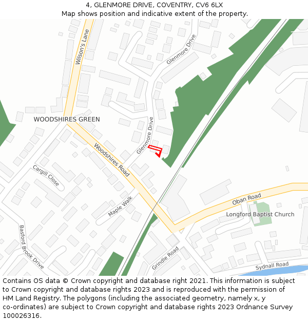 4, GLENMORE DRIVE, COVENTRY, CV6 6LX: Location map and indicative extent of plot