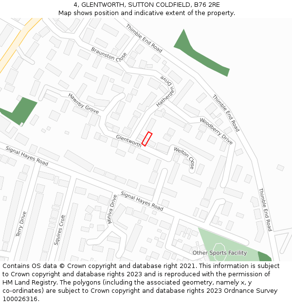 4, GLENTWORTH, SUTTON COLDFIELD, B76 2RE: Location map and indicative extent of plot