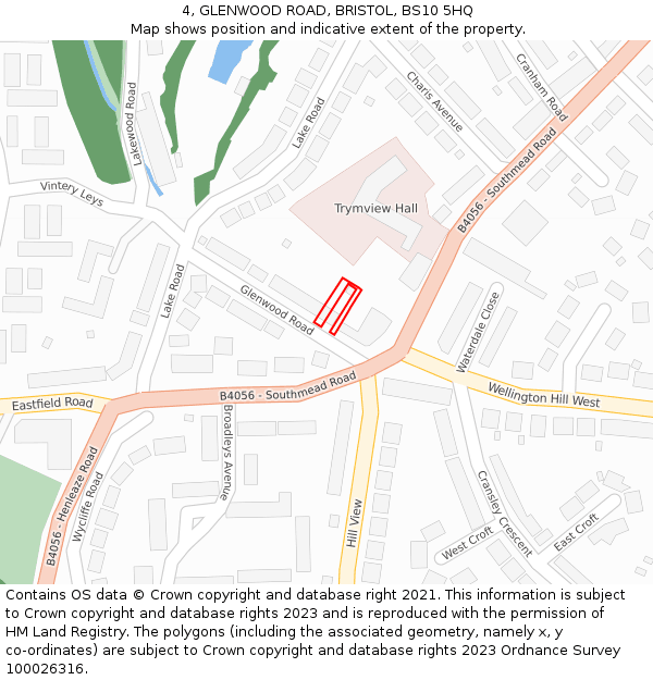 4, GLENWOOD ROAD, BRISTOL, BS10 5HQ: Location map and indicative extent of plot
