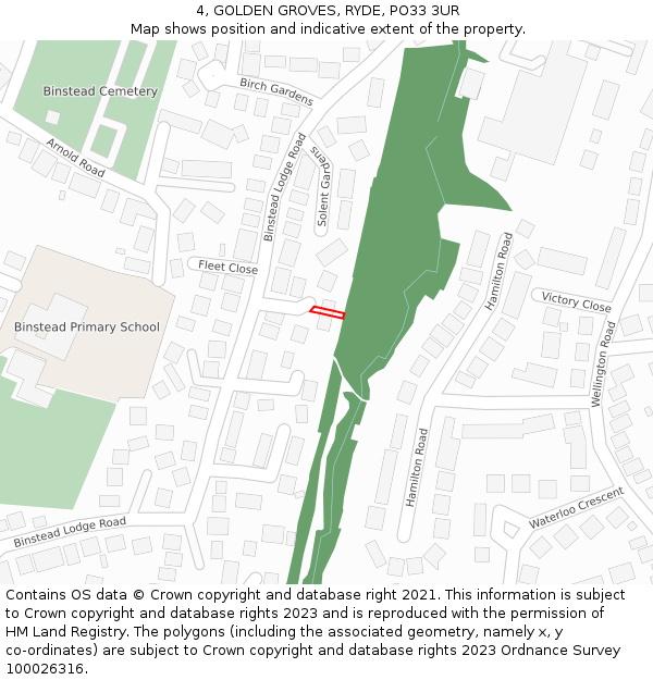 4, GOLDEN GROVES, RYDE, PO33 3UR: Location map and indicative extent of plot