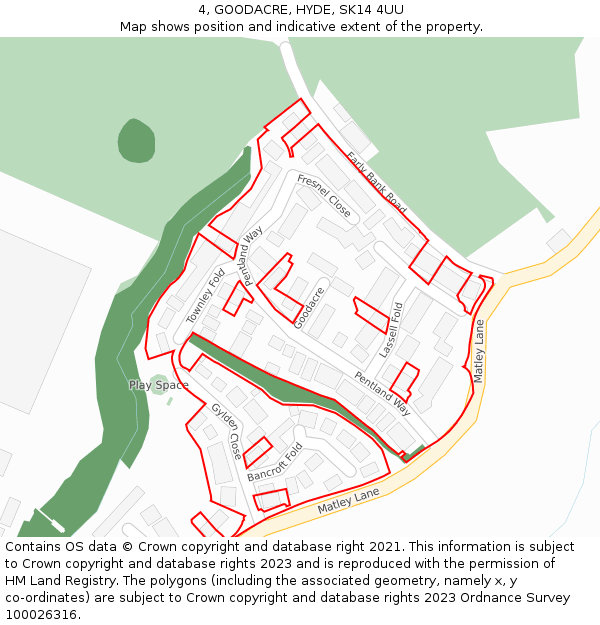4, GOODACRE, HYDE, SK14 4UU: Location map and indicative extent of plot