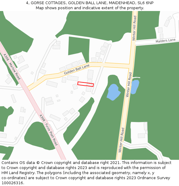 4, GORSE COTTAGES, GOLDEN BALL LANE, MAIDENHEAD, SL6 6NP: Location map and indicative extent of plot