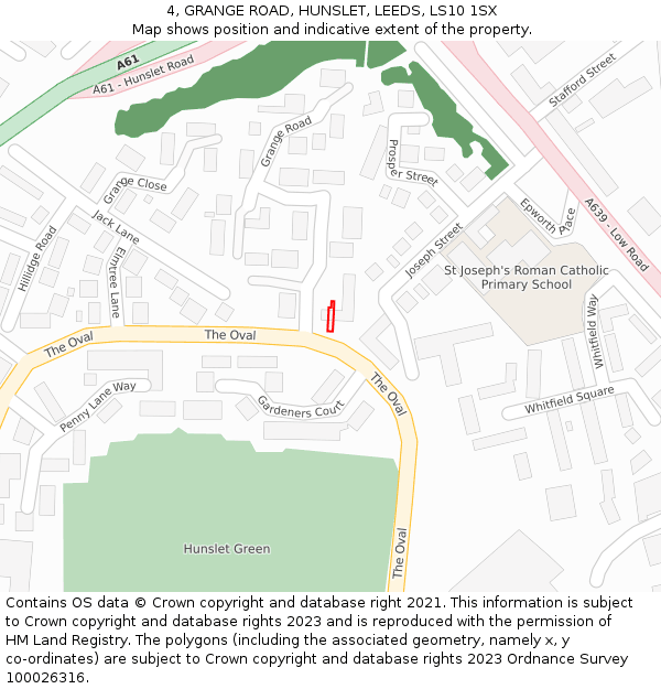 4, GRANGE ROAD, HUNSLET, LEEDS, LS10 1SX: Location map and indicative extent of plot
