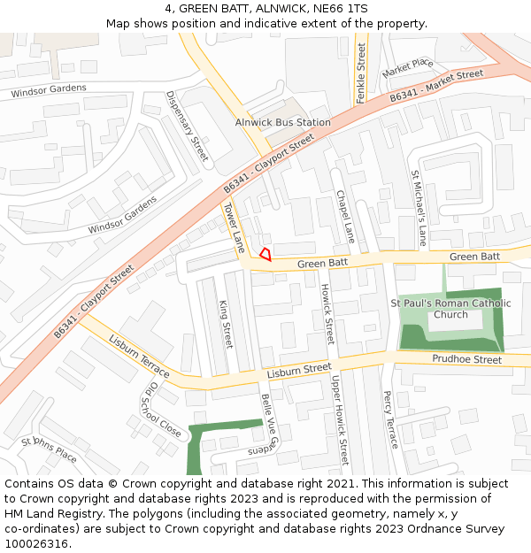 4, GREEN BATT, ALNWICK, NE66 1TS: Location map and indicative extent of plot