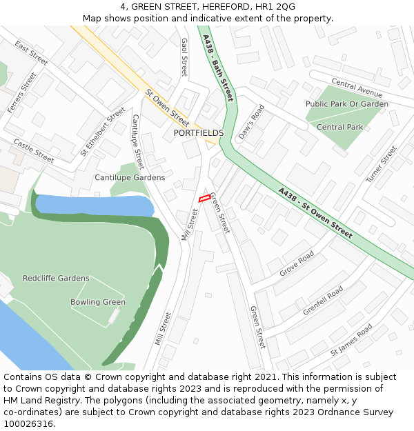 4, GREEN STREET, HEREFORD, HR1 2QG: Location map and indicative extent of plot