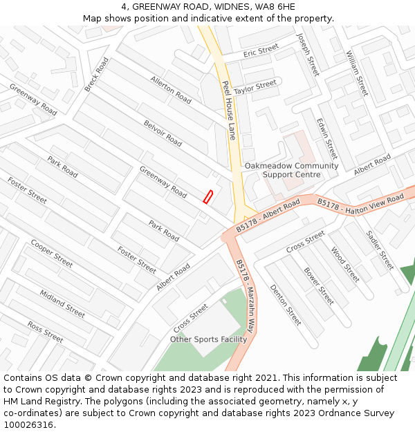 4, GREENWAY ROAD, WIDNES, WA8 6HE: Location map and indicative extent of plot