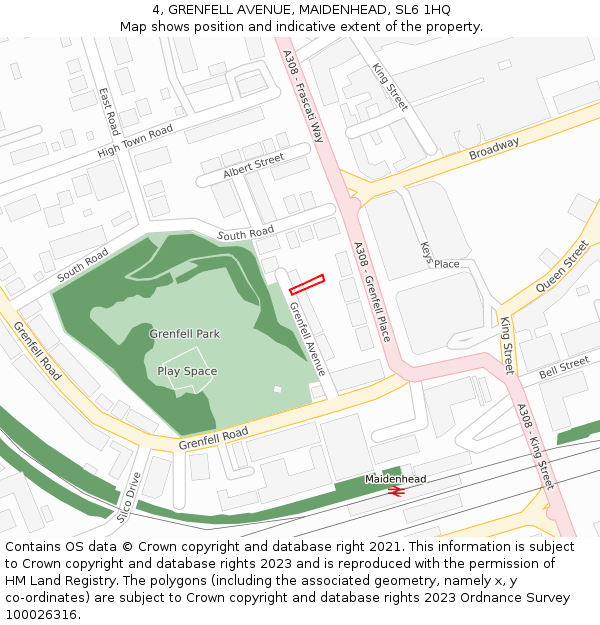 4, GRENFELL AVENUE, MAIDENHEAD, SL6 1HQ: Location map and indicative extent of plot