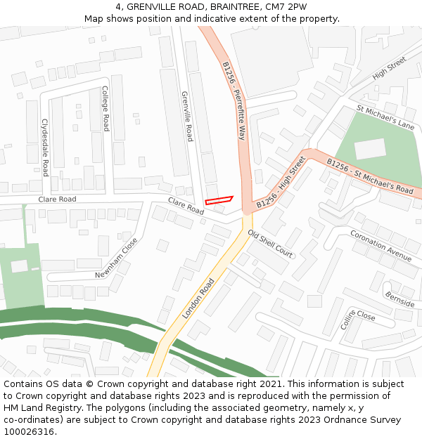 4, GRENVILLE ROAD, BRAINTREE, CM7 2PW: Location map and indicative extent of plot