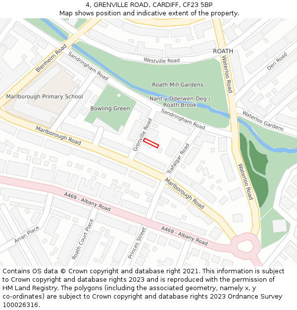 4, GRENVILLE ROAD, CARDIFF, CF23 5BP: Location map and indicative extent of plot