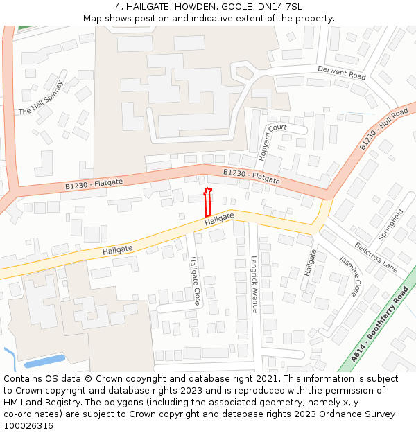 4, HAILGATE, HOWDEN, GOOLE, DN14 7SL: Location map and indicative extent of plot