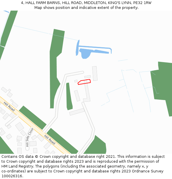 4, HALL FARM BARNS, HILL ROAD, MIDDLETON, KING'S LYNN, PE32 1RW: Location map and indicative extent of plot