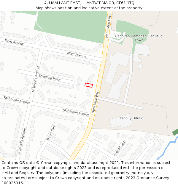 4, HAM LANE EAST, LLANTWIT MAJOR, CF61 1TQ: Location map and indicative extent of plot