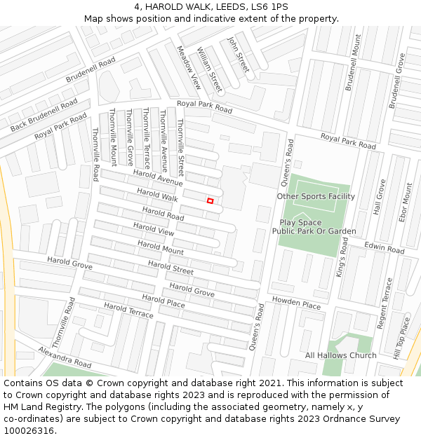 4, HAROLD WALK, LEEDS, LS6 1PS: Location map and indicative extent of plot