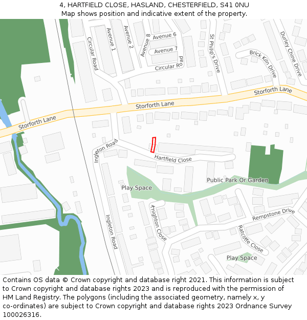 4, HARTFIELD CLOSE, HASLAND, CHESTERFIELD, S41 0NU: Location map and indicative extent of plot
