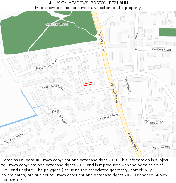 4, HAVEN MEADOWS, BOSTON, PE21 8HH: Location map and indicative extent of plot
