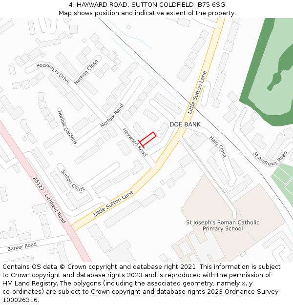 4, HAYWARD ROAD, SUTTON COLDFIELD, B75 6SG: Location map and indicative extent of plot
