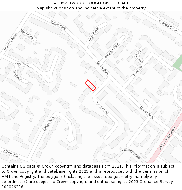 4, HAZELWOOD, LOUGHTON, IG10 4ET: Location map and indicative extent of plot