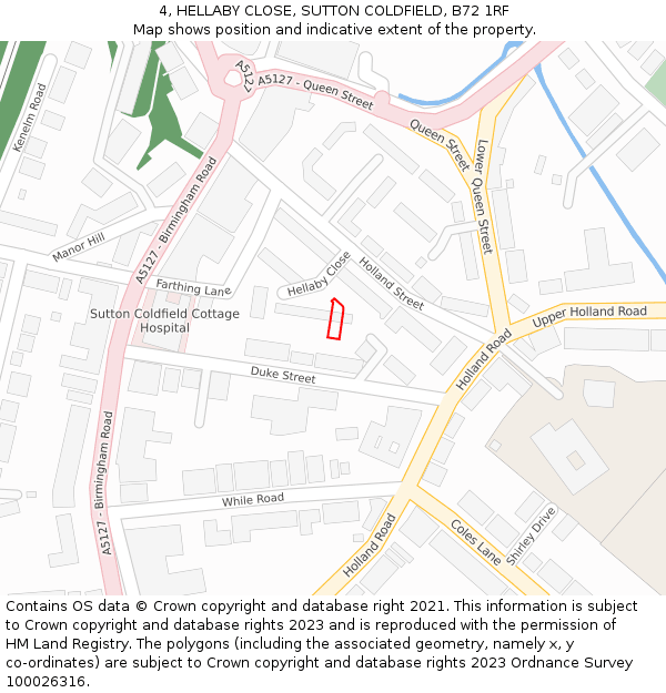 4, HELLABY CLOSE, SUTTON COLDFIELD, B72 1RF: Location map and indicative extent of plot