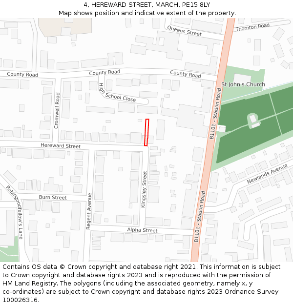 4, HEREWARD STREET, MARCH, PE15 8LY: Location map and indicative extent of plot