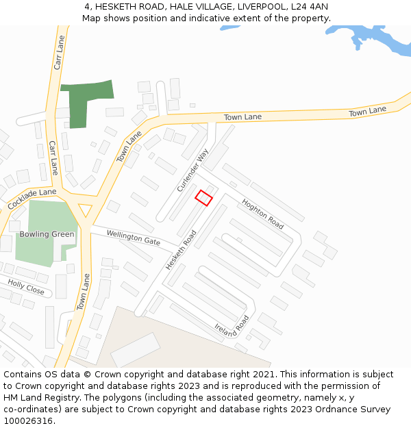 4, HESKETH ROAD, HALE VILLAGE, LIVERPOOL, L24 4AN: Location map and indicative extent of plot