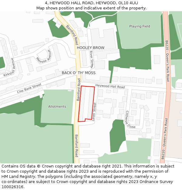 4, HEYWOOD HALL ROAD, HEYWOOD, OL10 4UU: Location map and indicative extent of plot