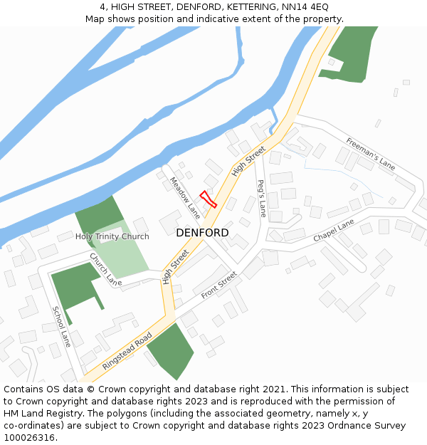 4, HIGH STREET, DENFORD, KETTERING, NN14 4EQ: Location map and indicative extent of plot