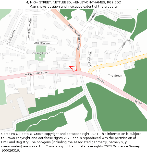 4, HIGH STREET, NETTLEBED, HENLEY-ON-THAMES, RG9 5DD: Location map and indicative extent of plot