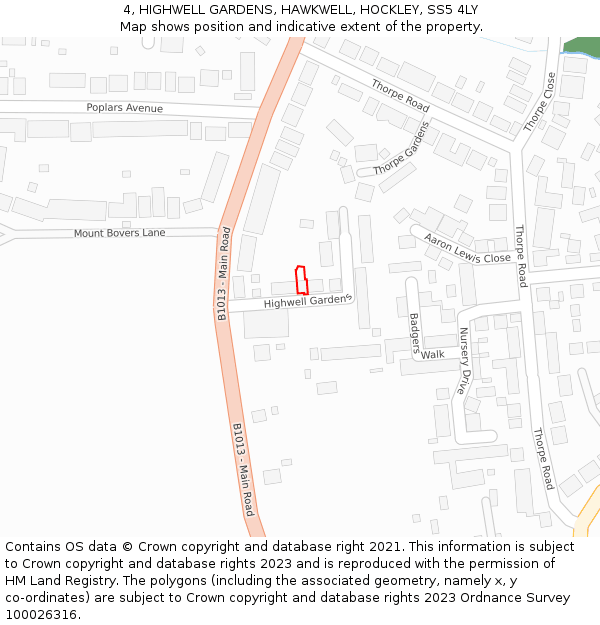 4, HIGHWELL GARDENS, HAWKWELL, HOCKLEY, SS5 4LY: Location map and indicative extent of plot